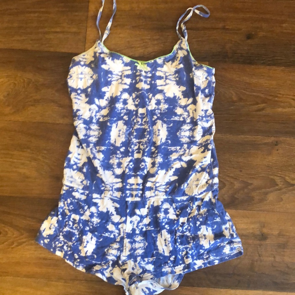 No Boundaries Blue and White Tie-dye Pajama Romper